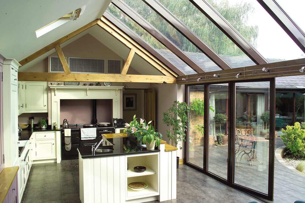 A-Frame Outdoor Kitchen with Skylights