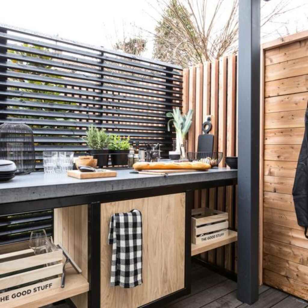 Industrial-Style Covered Outdoor Kitchen