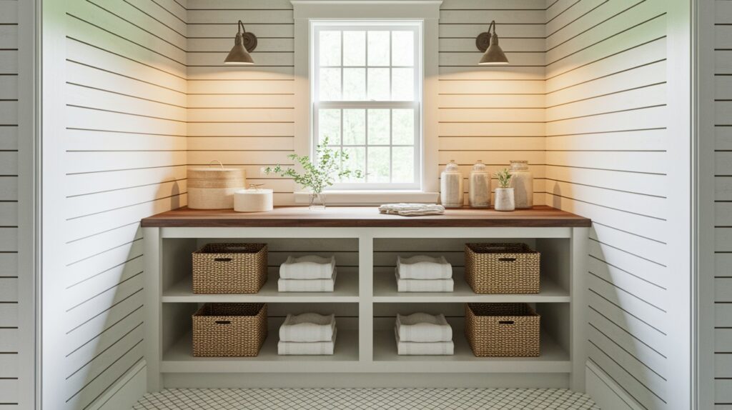Add a Folding Station with Rustic Countertop