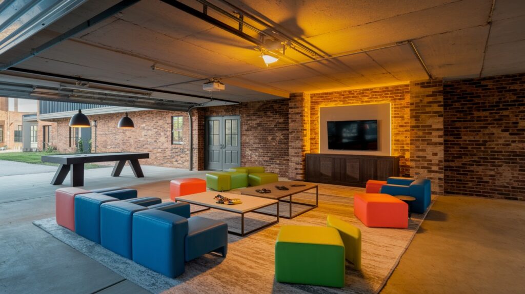 Entertainment-Focused Garage Game Room