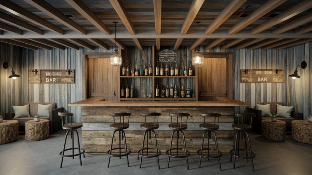 Farmhouse-Themed Garage Bar