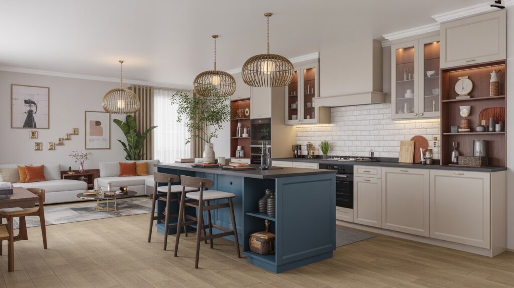 Feature a Contrasting Color Kitchen Island