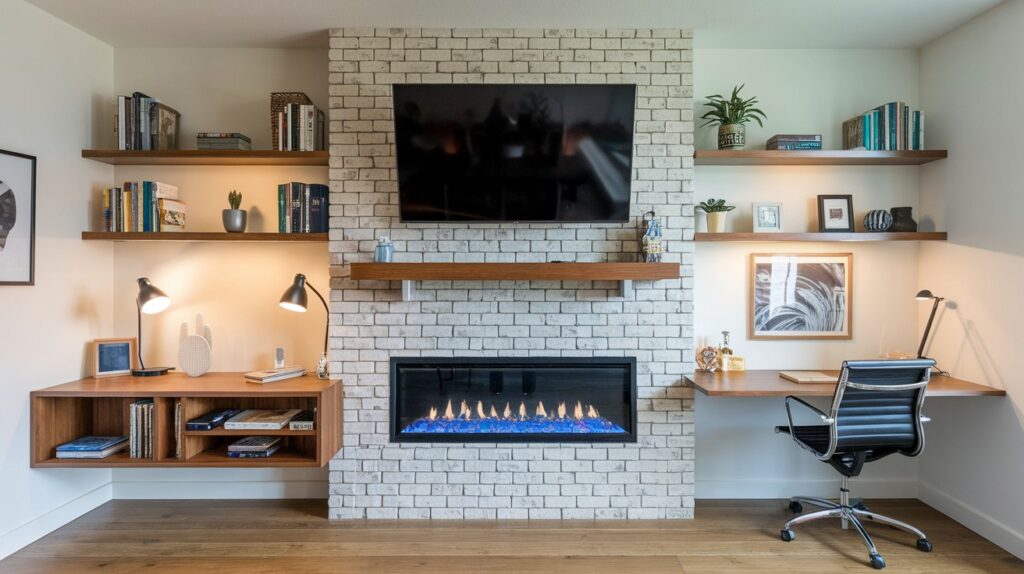 Fireplace Wall with Work-From-Home Nook
