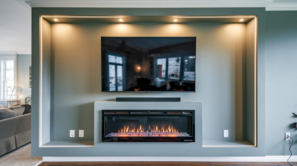 Floating Wall with Mounted TV