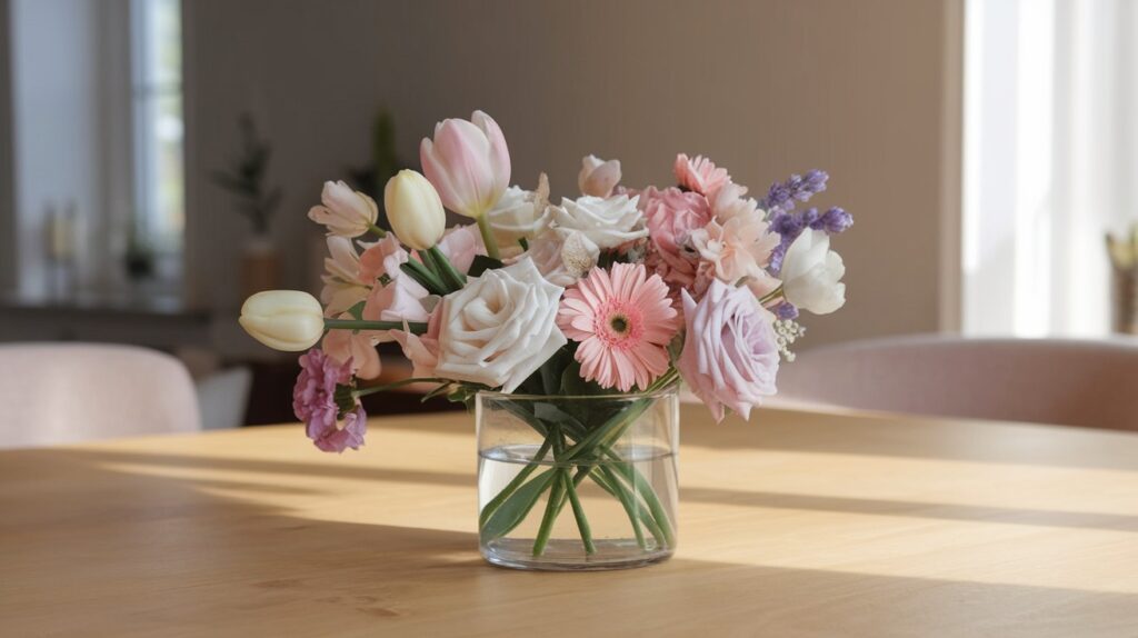 Fresh Floral Arrangement in a Simple Vase