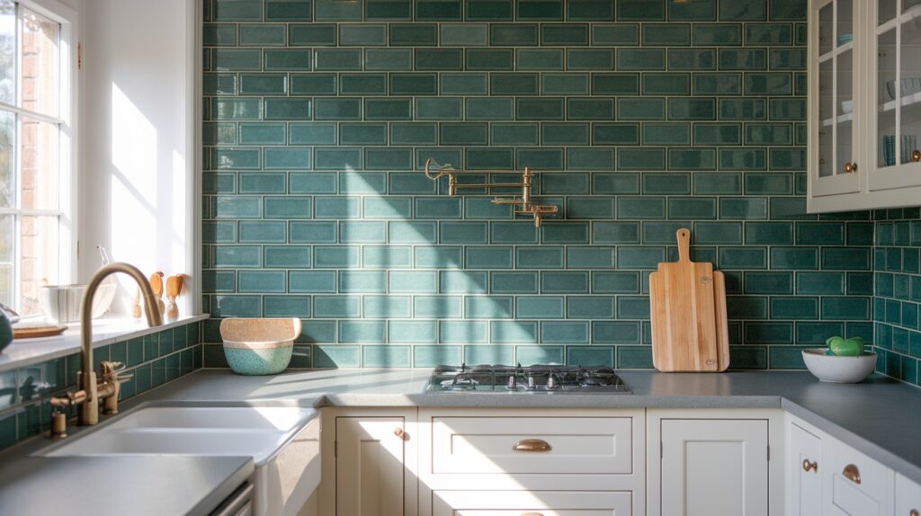 Green Subway Tile Backsplash