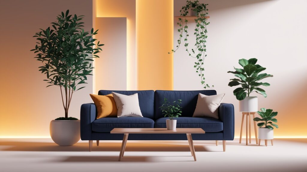 Incorporate Plants for a Fresh Contrast