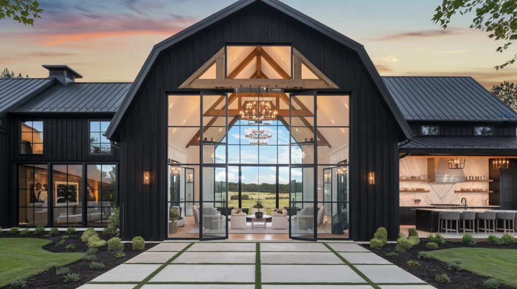 Luxury Black Barndo with Vaulted Ceilings