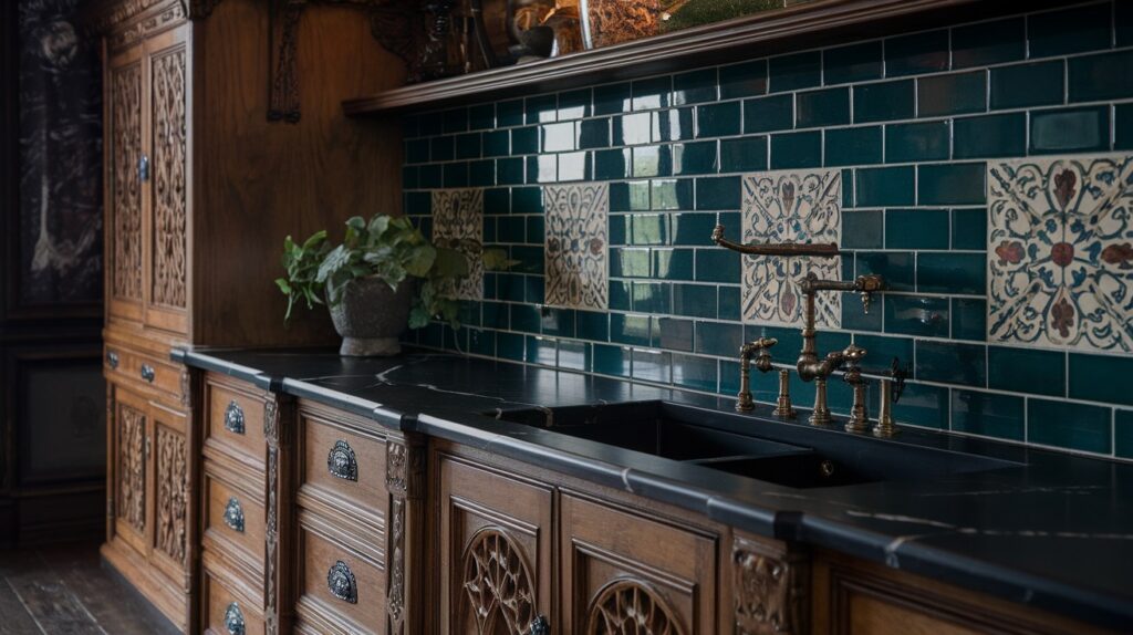 Marble Counters and Gothic Backsplashes