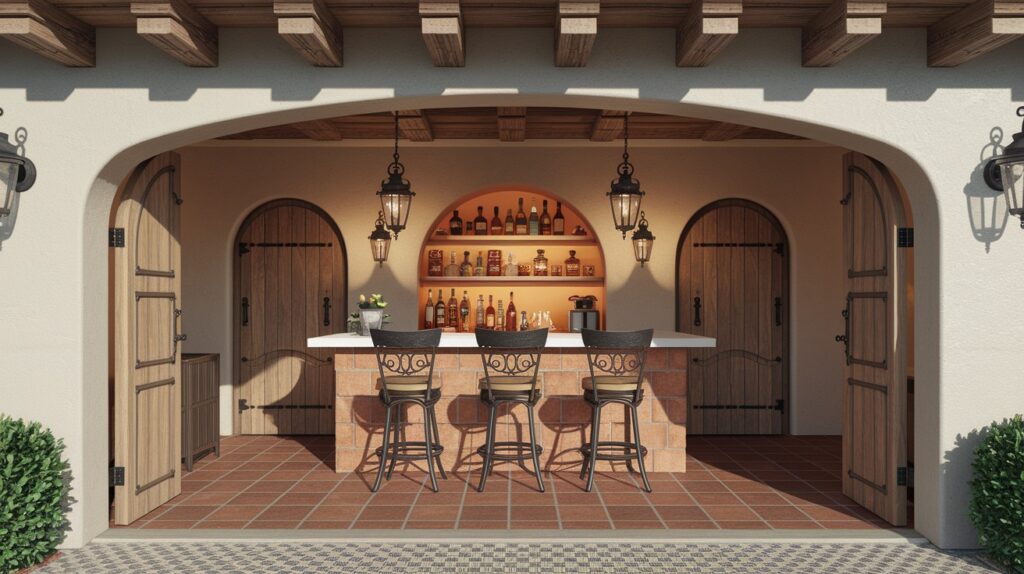 Spanish Colonial-Inspired Garage Bar