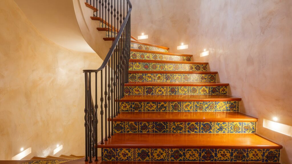 Statement Staircase with Tile Risers