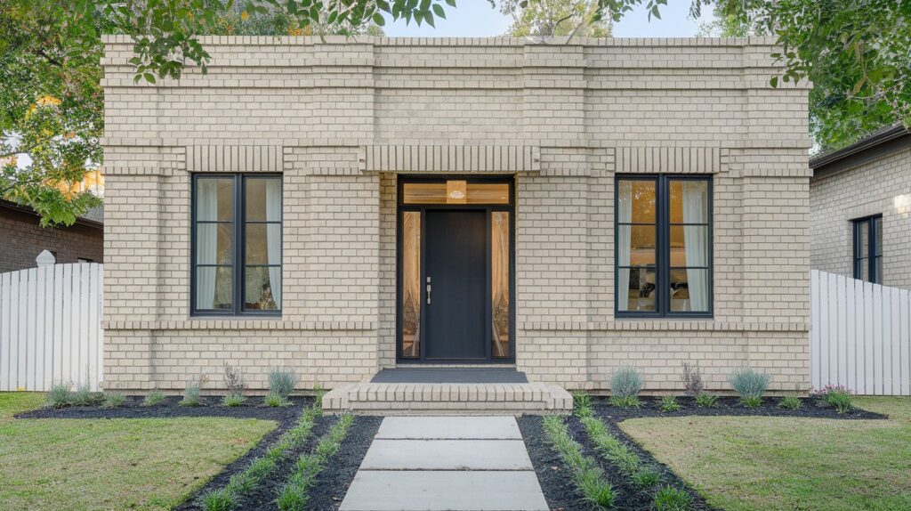 Tan Brick with Black Windows