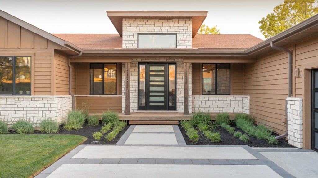 Tan Siding and Stone Combo