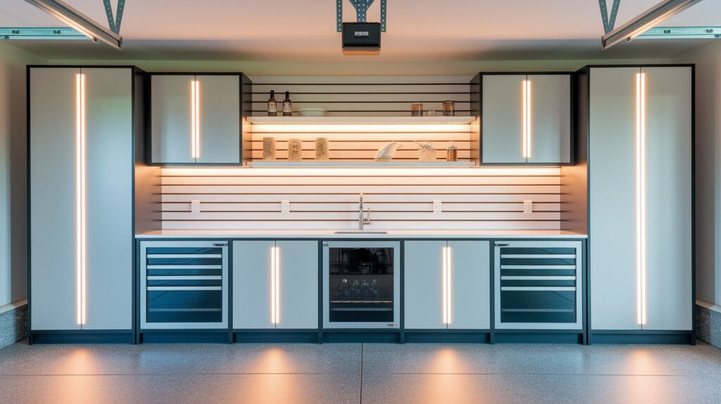 Transitional Garage Bar with Custom Storage