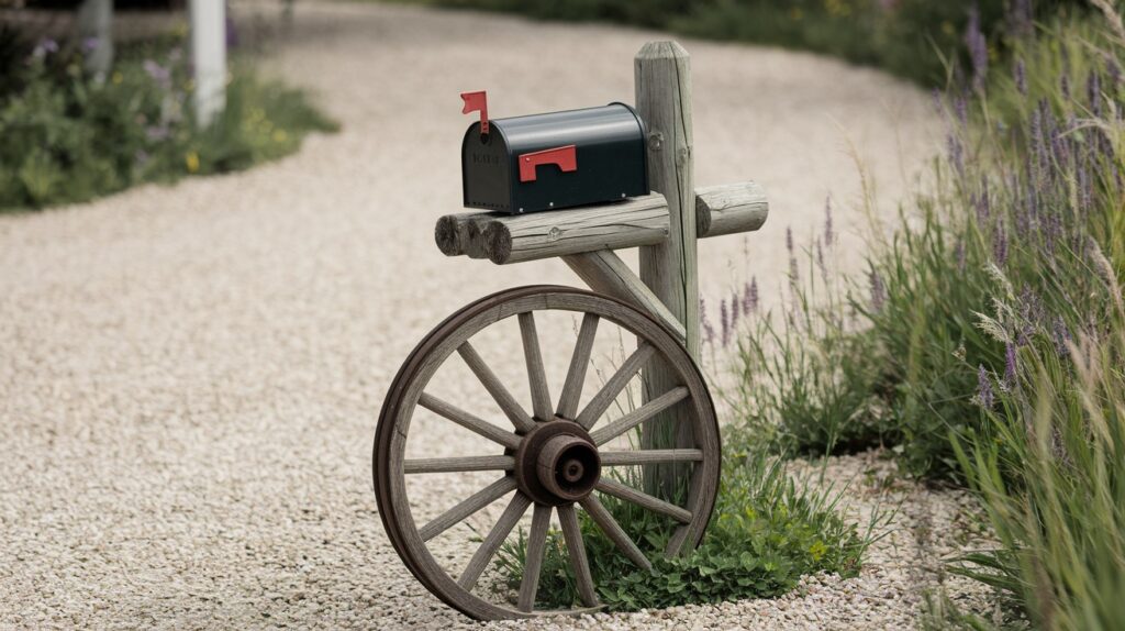 Wagon Wheel Mailbox Stand
