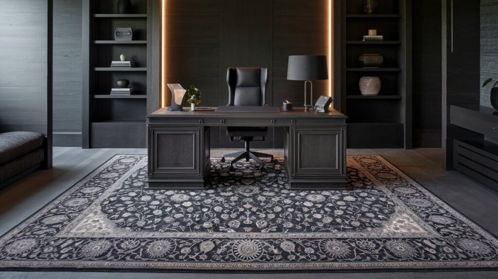 Add a Masculine Rug for Warmth