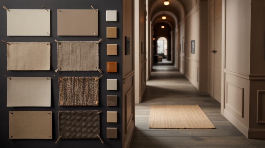 Black & Warm Neutrals in the Hallway