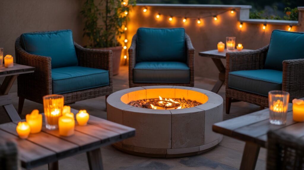 Candlelight and Fire Pits for Ambient Warmth