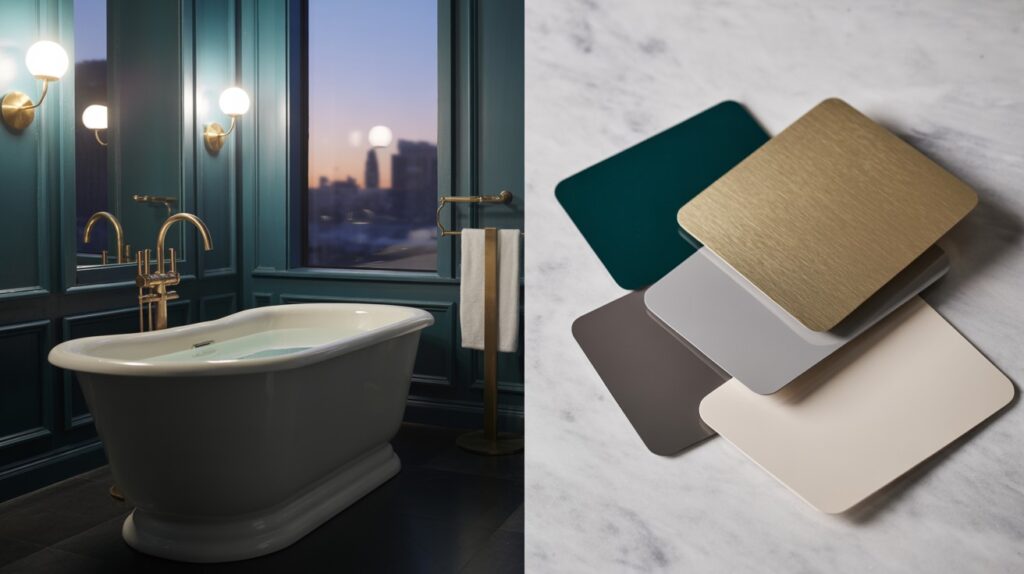 Dark Teal & Brass for a Luxe Bathroom