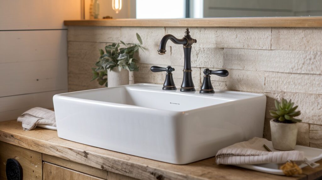 Farmhouse Sink with Modern Fixtures