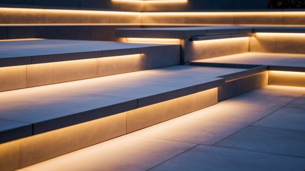 LED Strip Lights Under Seating or Railing