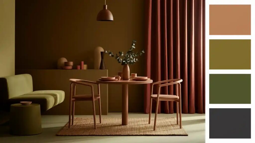 Olive Green & Terracotta in the Dining