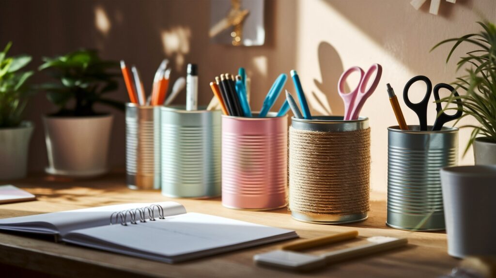 Upcycle Tin Cans into Desk Organizers