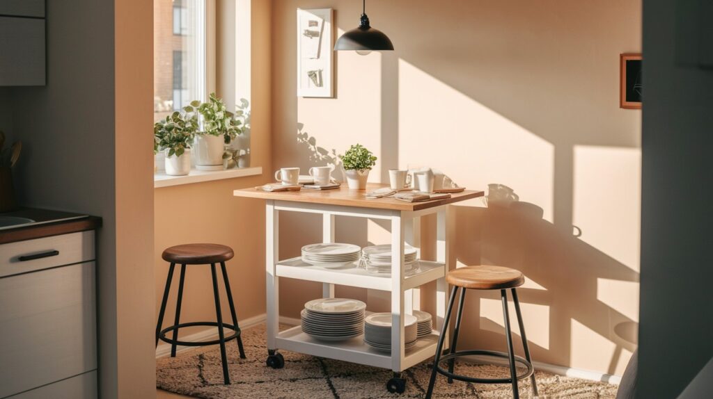Use a Rolling Cart as a Mobile Nook