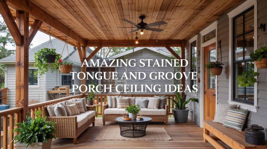 11 Amazing Stained Tongue and Groove Porch Ceiling Ideas