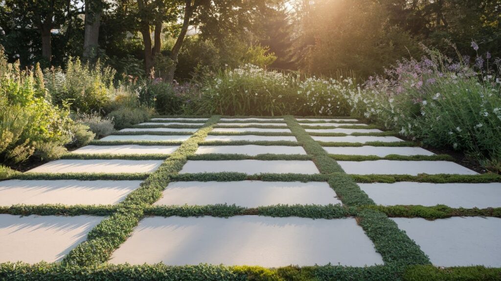 5. Concrete Slabs with Groundcover Insets 