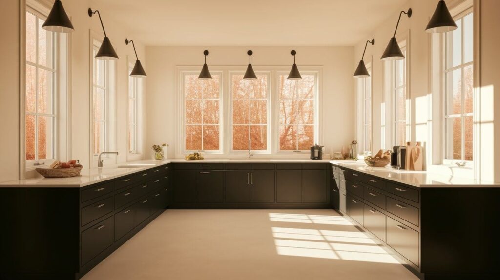 Black Base Cabinets in Bright White Interiors