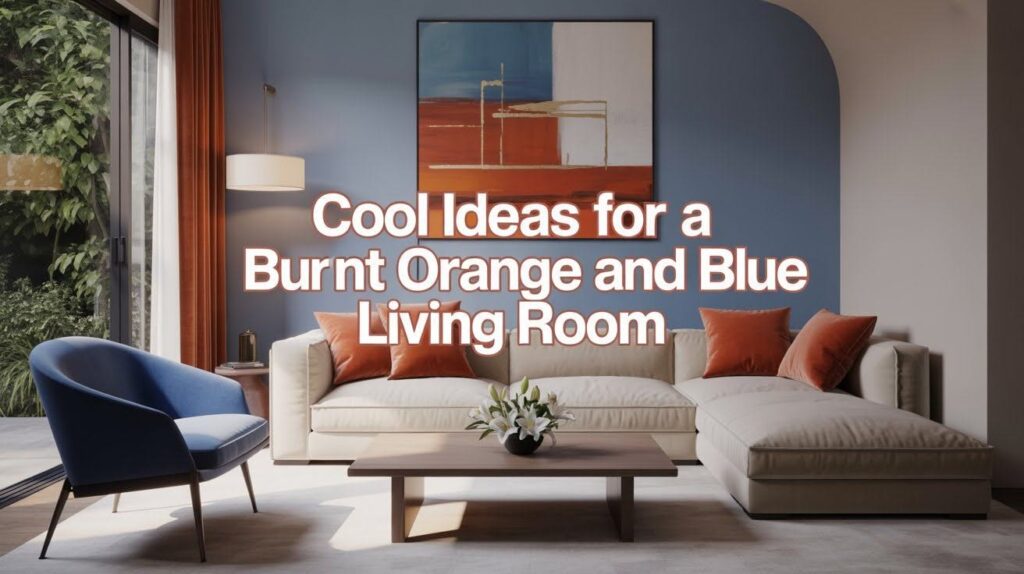 Burnt Orange and Blue Living Room