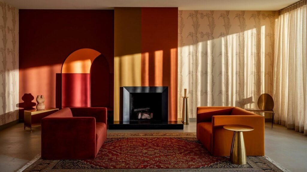 Color-Blocked Fireplace Design
