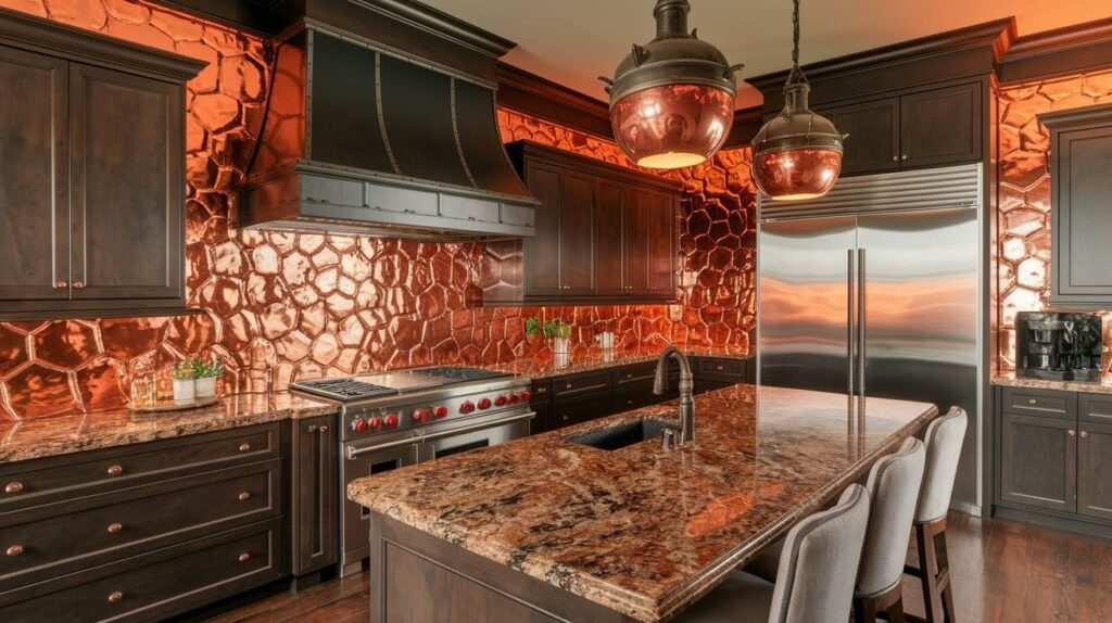 Copper Accents and Brown Granite