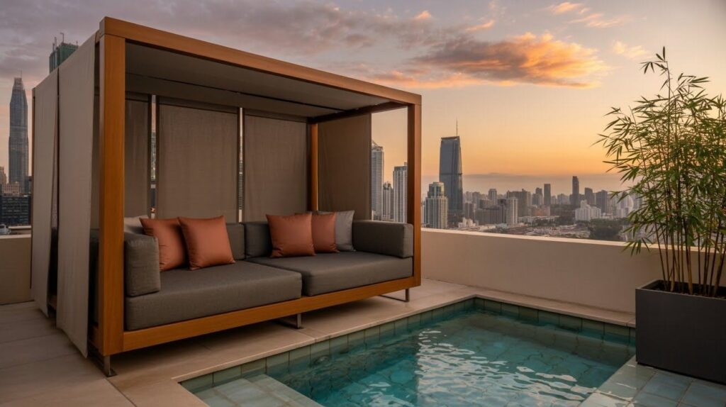Curtain-Enclosed Cabana