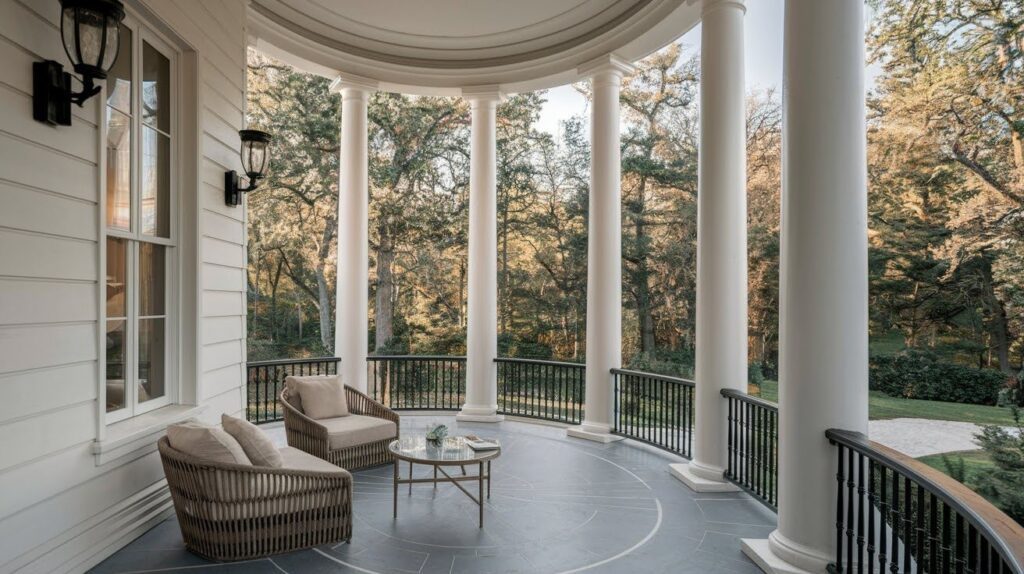Curved Porch Railings with Stately Columns