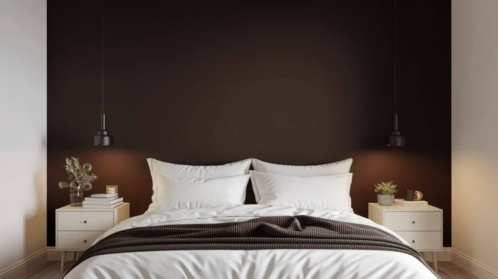 Dark Brown Accent Wall for Depth