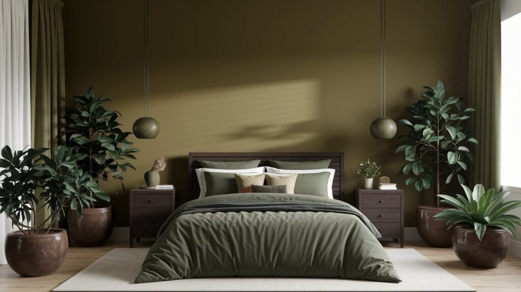 Dark Brown with Earthy Green Accents