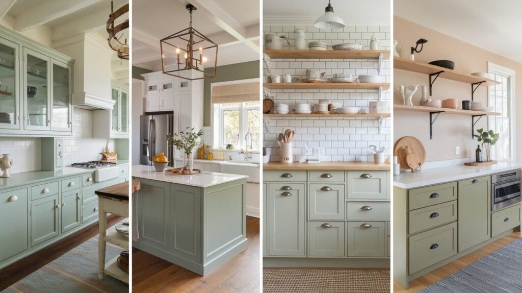 Design Ideas for Rustic Sage Green Kitchen Cabinets
