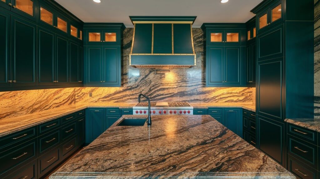 Forest Green and Brown Granite