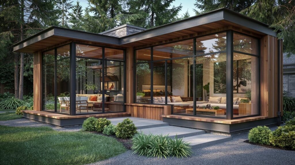 Framing Glass with Warm Wood Accents
