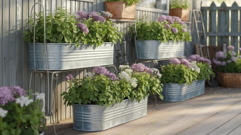 Galvanized Planters and Troughs
