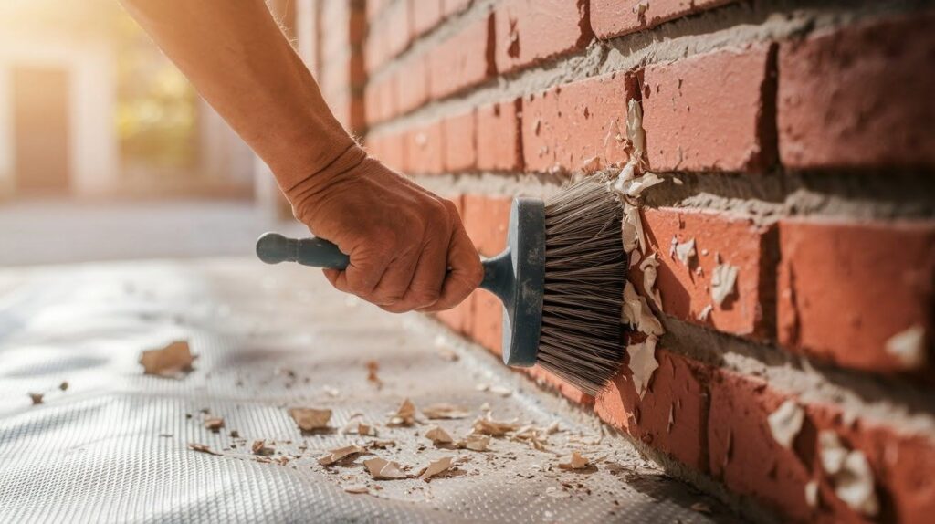 Gently scrape or scrub off loosened paint
