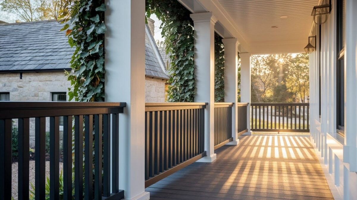 Deck Column Railing 11 Amazing Ideas for Black Porch Railings and White Columns - Home ...