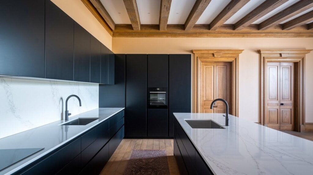 Modern Black Cabinets in Heritage Spaces