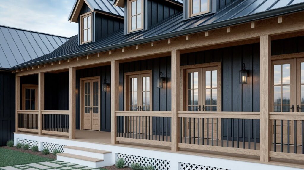 Modern Farmhouse with Wooden Gable Details