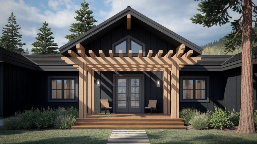 Modern Lodge-Style Home with Beamed Entry