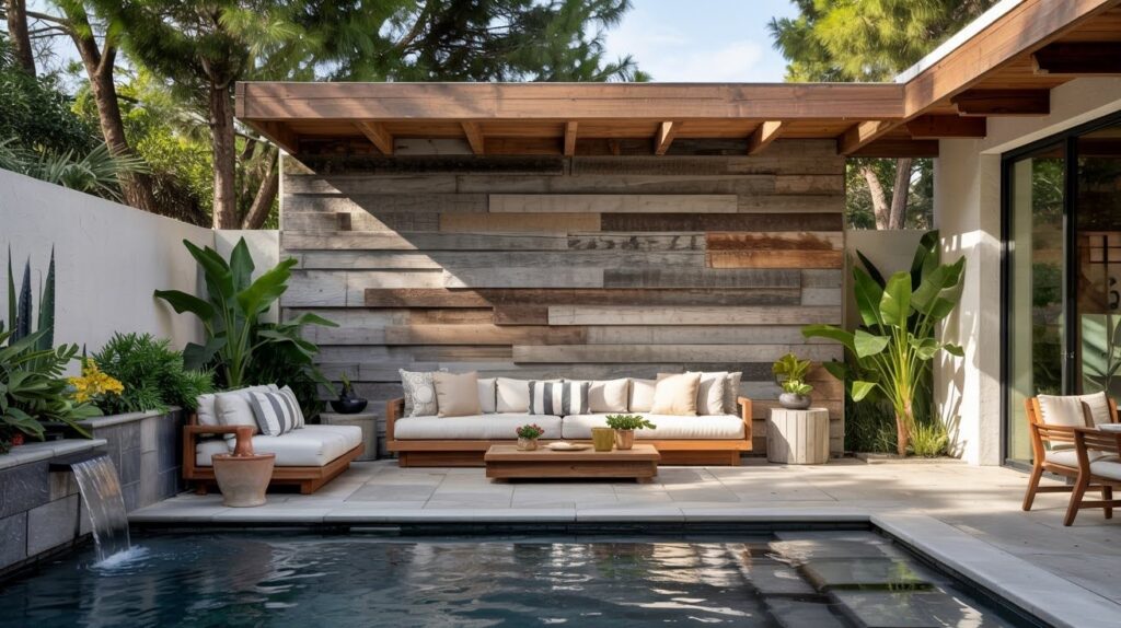 Nature-Inspired Poolside Accent Wall