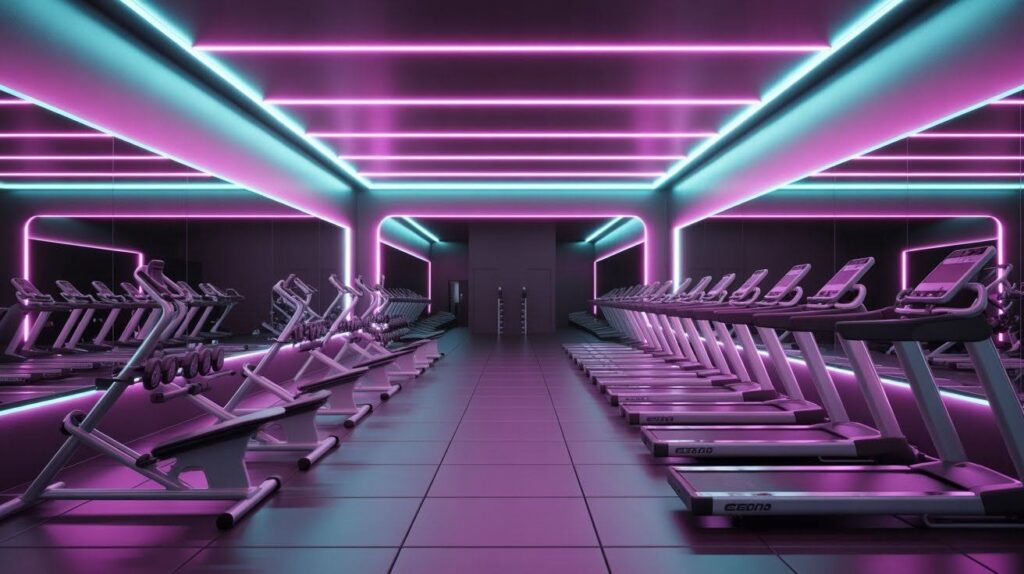 Neon Accent Lighting for a Modern Gym Vibe