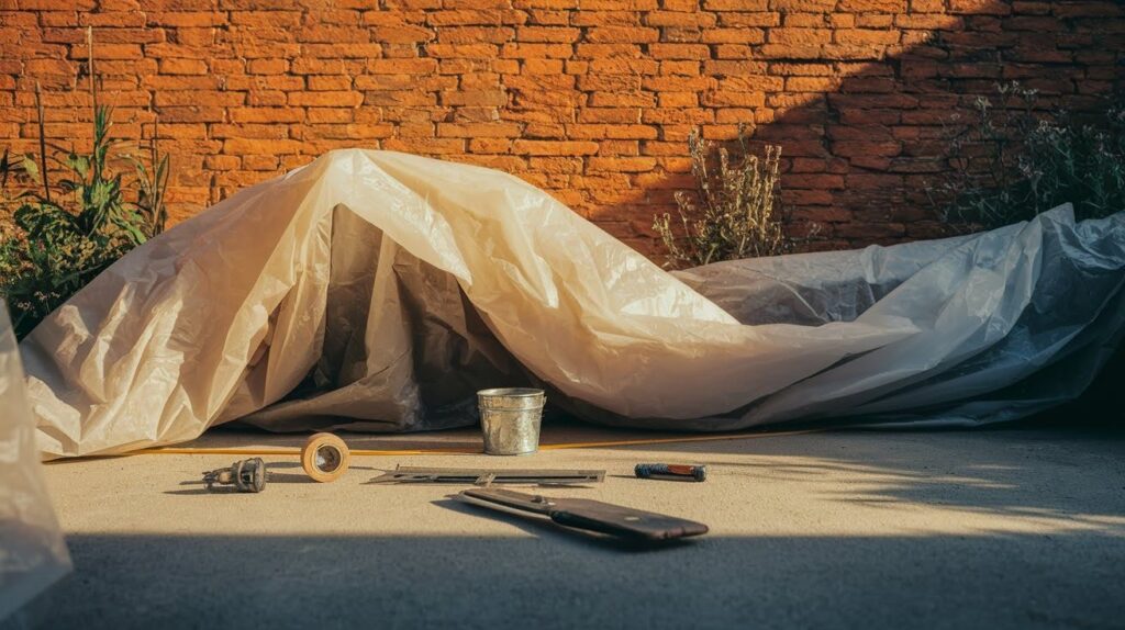 Prepare your workspace with plastic sheeting